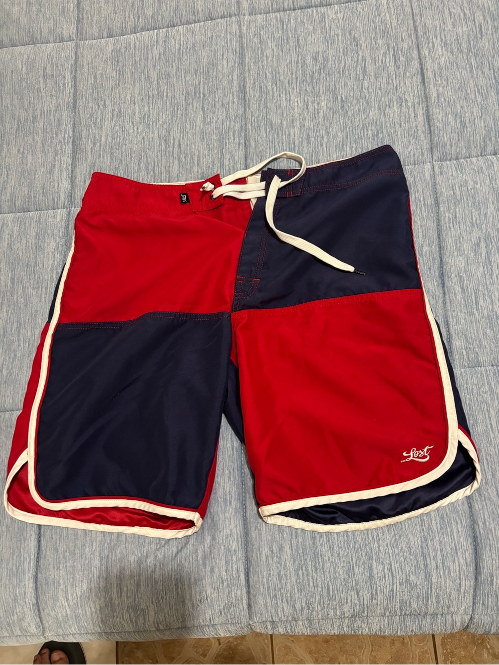 Lost Men’s Colorblock Red and Navy Swim Trunks
